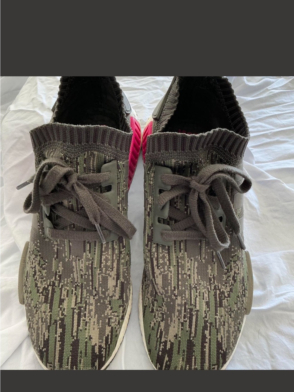 Digital Camo Knit Lace-Up Sneakers with Pink